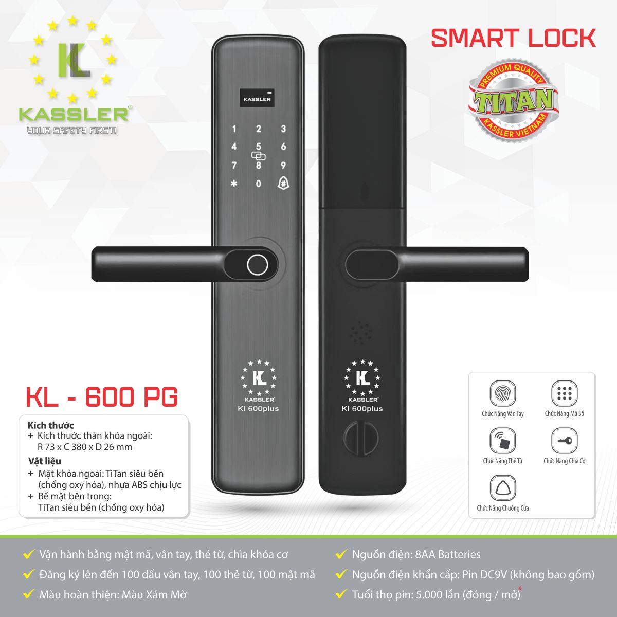 Khóa vân tay Kassler KL - 600PG